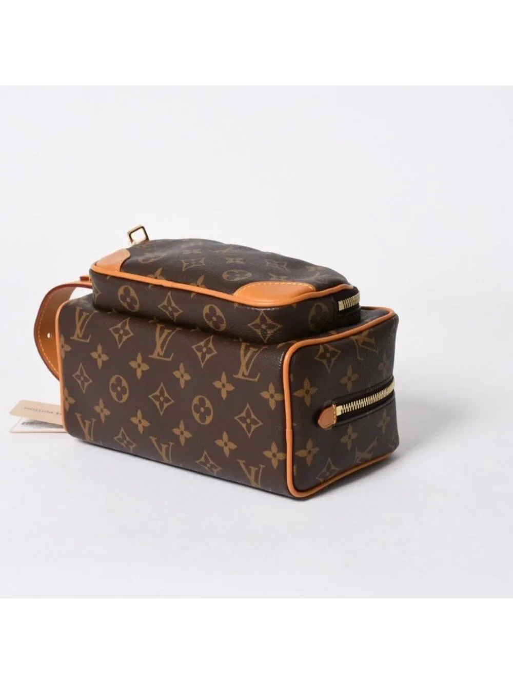 Louis Vuitton Locker Dopp Kit Cargo Clutch Handbag Brown Gold